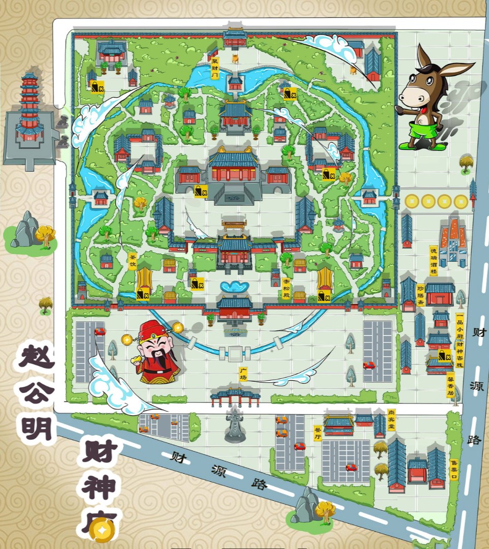 提蒙乡寺庙类手绘地图